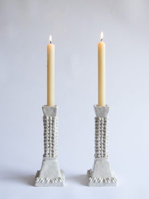 Periwinkle candleholders (set)